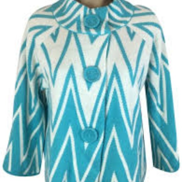 Studio JPR Jacket in Turquoise and Cream, size PL - Picture 1 of 3